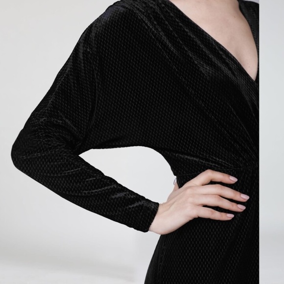 Long Sleeve Velvet V-Neck Maxi Dress - Picture 5 of 5